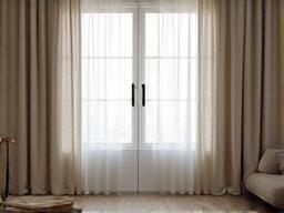 Cortinas lino salón minimalista ibérico
